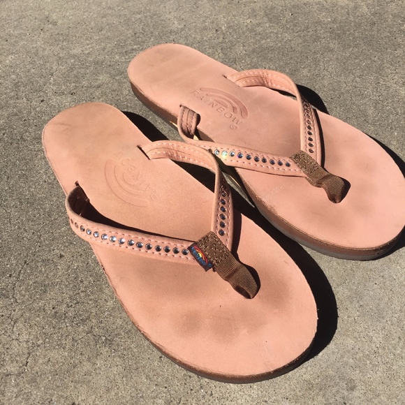 rainbow sandals with rhinestones